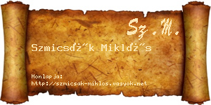 Szmicsák Miklós névjegykártya
